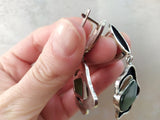 Jade set Silver 925 Adjustable ring and Dangle earrings