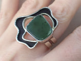 Jade set Silver 925 Adjustable ring and Dangle earrings