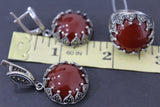 Natural carnelian gemstone Earrings Silver 925 Marcasite