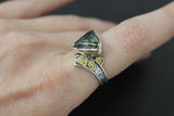 Set sterling silver 925 prehnite natural green EARRINGS and RING gold plated