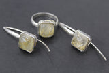 Silver 925 Long earrings Rutilated quartz Venus hair yellow Gold coated