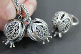 Pomegranate set earrings ring filigree Sterling silver 925