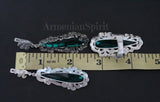 Earrings Silver 925 marcasite emerald green topaz Large Armenian