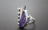 Real Amethyst earrings and ring  purple  jewelry STERLING SILVER 925