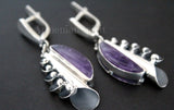 Real Amethyst earrings and ring  purple  jewelry STERLING SILVER 925