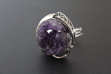 Real Amethyst earrings druze purple drusy STERLING SILVER 925