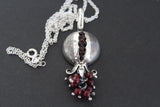 Pendant pomegranate Sterling silver 925 jewelry natural garnet One Of a Kind
