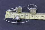 Silver 925 Long earrings Rutilated quartz Venus hair yellow Gold coated