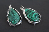 Earrings Sterling silver 925 with malachite gemstone Handmade Armenian jewelry