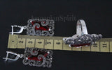 Earrings sterling silver 925 Red lab topaz stone Luxury jewelry
