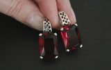Earrings Sterling silver 925 Ruby red stone