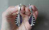 Real Amethyst earrings and ring  purple  jewelry STERLING SILVER 925