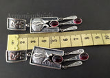 Earrings very long with pomegranate with red oval stone
