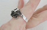 Modern style ring Marcasite Jewelry SILVER 925 with black stone