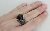 Modern style ring Marcasite Jewelry SILVER 925 with black stone