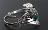 Silver 925 bracelet large With gemstone malachite green and pyrite gold Druse
