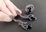 Marcasite earrings SILVER 925  blue lab topaz jewelry