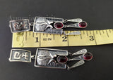 Earrings very long with pomegranate with red oval stone