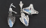 Earrings Sterling silver 925 marcasite Natural black onyx and artificial white stone
