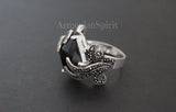 Modern style ring Marcasite Jewelry SILVER 925 with black stone