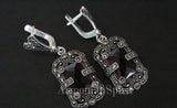 Earrings Sterling Silver 925 with red topaz stone
