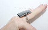 Moss agate green RING sterling silver 925 Rectangle jewelry