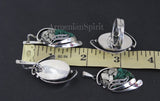Earrings Sterling Silver 925 Natural Pyrite golden druzy green malachite jewelry