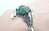 Silver 925 bracelet large With gemstone malachite green and pyrite gold Druse