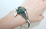 Silver 925 bracelet large With gemstone malachite green and pyrite gold Druse