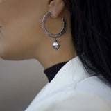 Large earrings Silver 925 Pearl white Armenian Modern