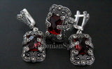 Earrings Sterling Silver 925 with red topaz stone