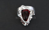 Red topaz earrings long Marcasite Silver 925