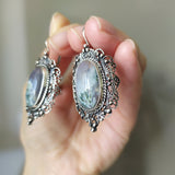 Earrings sterling silver 925 Natural agate