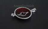 Pomegranate pendant with red lab stones Sterling silver 925 Armenian jewelry