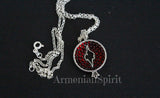 Pomegranate pendant with red lab stones Sterling silver 925 Armenian jewelry
