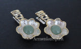 Flower Jade ring green Sterling SILVER 925 gold plated