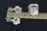 Flower Jade earrings and ring green Sterling SILVER 925