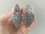 Jewelry earrings long Sterling silver 925 with Armenian ornament