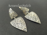 Jewelry earrings long Sterling silver 925 with Armenian ornament