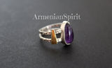 Earrings sterling silver 925 gold plated details amethyst gemstone