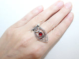 Ring sterling silver 925 Handmade jewelry with red lab created quartz