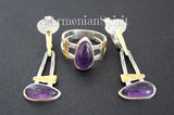 Earrings sterling silver 925 gold plated details amethyst gemstone