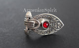 Earrings Sterling silver 925 filigree with red quartz Handmade Armenian