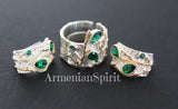 Earrings small Silver 925 gold plated Emerald green zircons