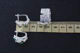 Earrings small Silver 925 gold plated Emerald green zircons
