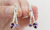 Jewelry set Gold and silver 925 Purple zircons Herbal ornament