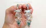 Earrings Sterling silver 925 green zircons