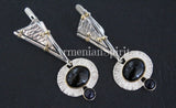 Jewelry set Earrings and ring Gilded Sterling silver 925 and natural onyx