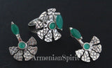 Earrings Sterling silver 925 and natural chrysoprase