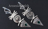 Earrings Sterling silver 925 green zircons